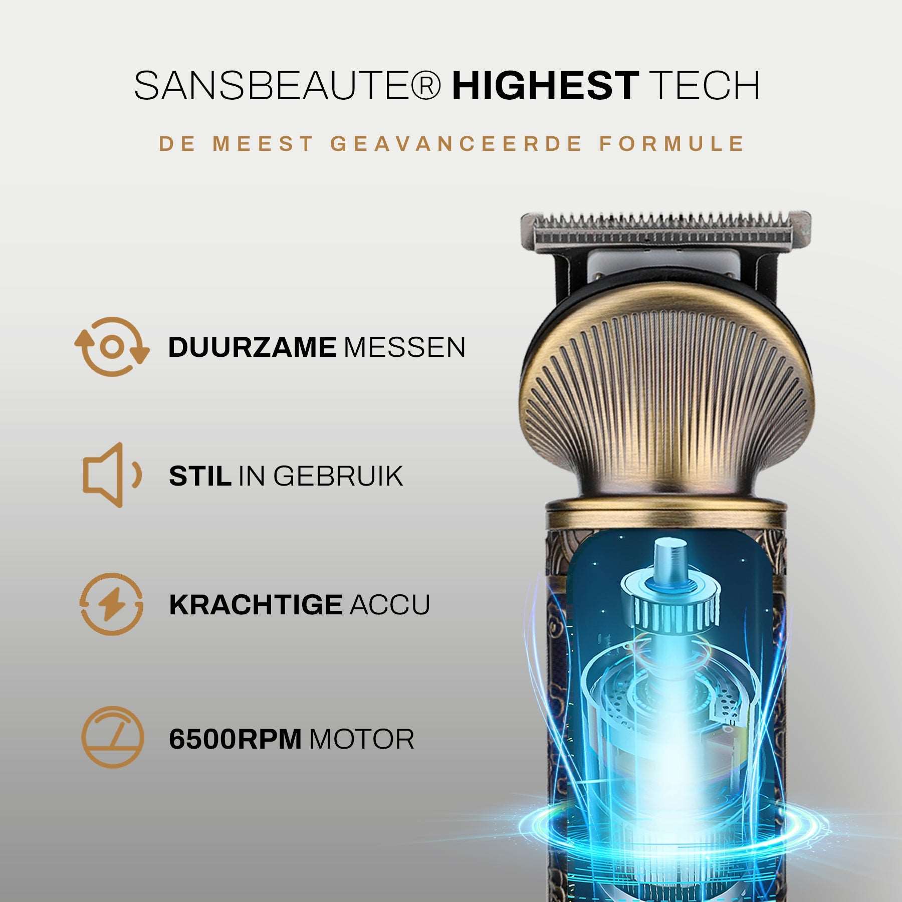 Sansbeauté® 6-In-1 Baardtrimmer Met Opbergstandaard - Goud